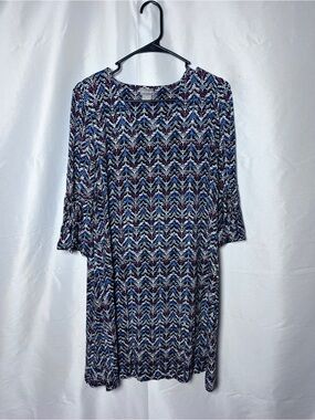 Chico's Black Shift Dress with Blue and Pink Abstract Print